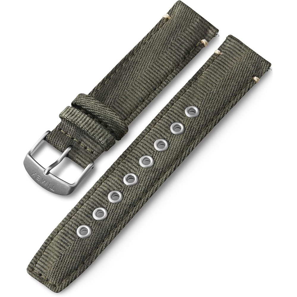image:imageTimex Mens IQ Move 20mm QuickRelease Leather StrapGreenSilverToneGrommets
