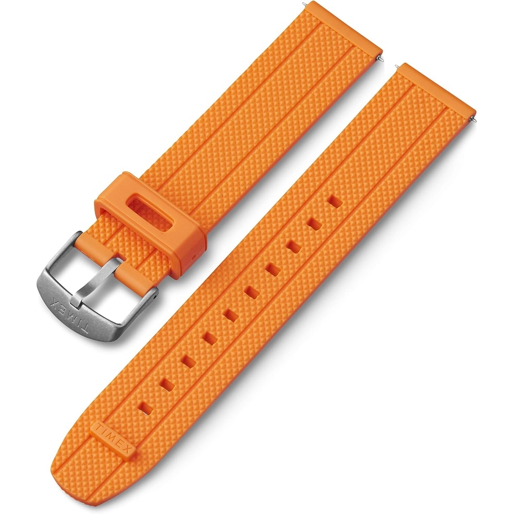 image:imageTimex Mens IQ Move 20mm QuickRelease Leather StrapOrange SiliconeSilverTone