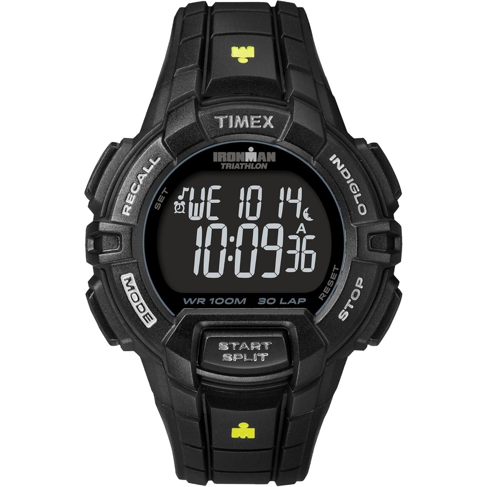 image:imageTimex Mens Ironman Triathlon Rugged 30 44mm Resin Strap WatchBlackYellow Accent