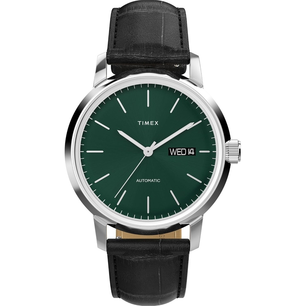 image:imageTimex Mens Marlin 38mm Watch Black Strap Green Dial Stainless Steel Case
