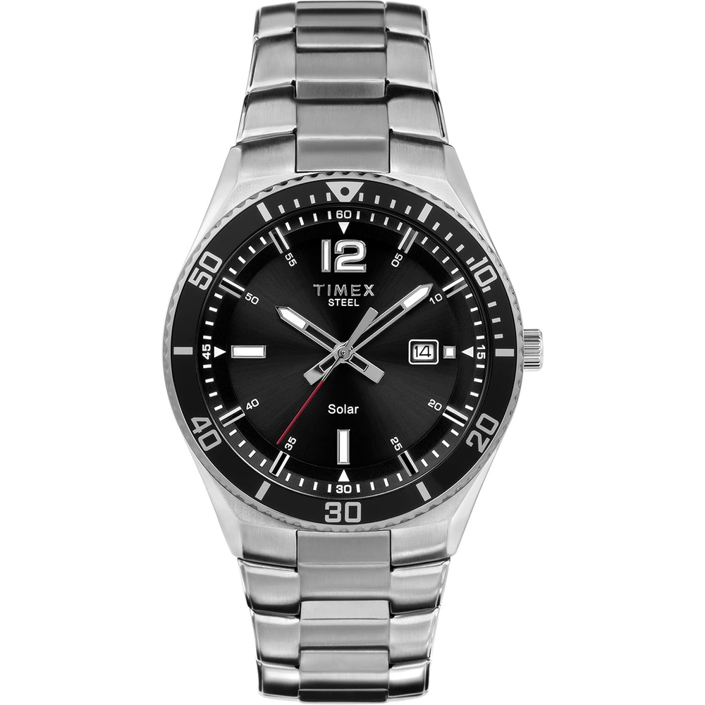 image:imageTimex Mens Solar Premium Dress 43mm WatchSilverblack