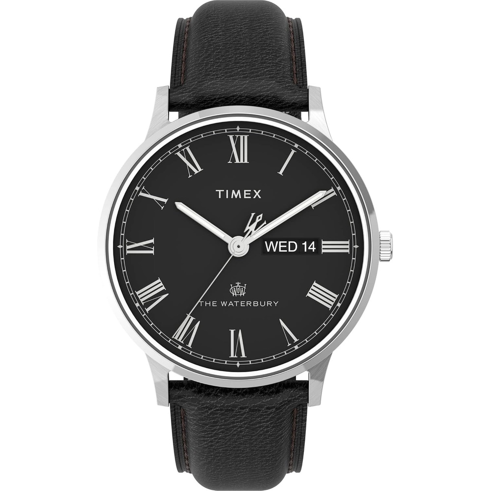 image:imageTimex Mens Waterbury Classic 40mm WatchBlackWhiteStainless SteelWhite
