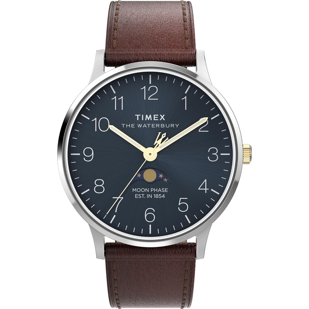 image:imageTimex Mens Waterbury Classic 40mm WatchBrownStainless SteelBlue