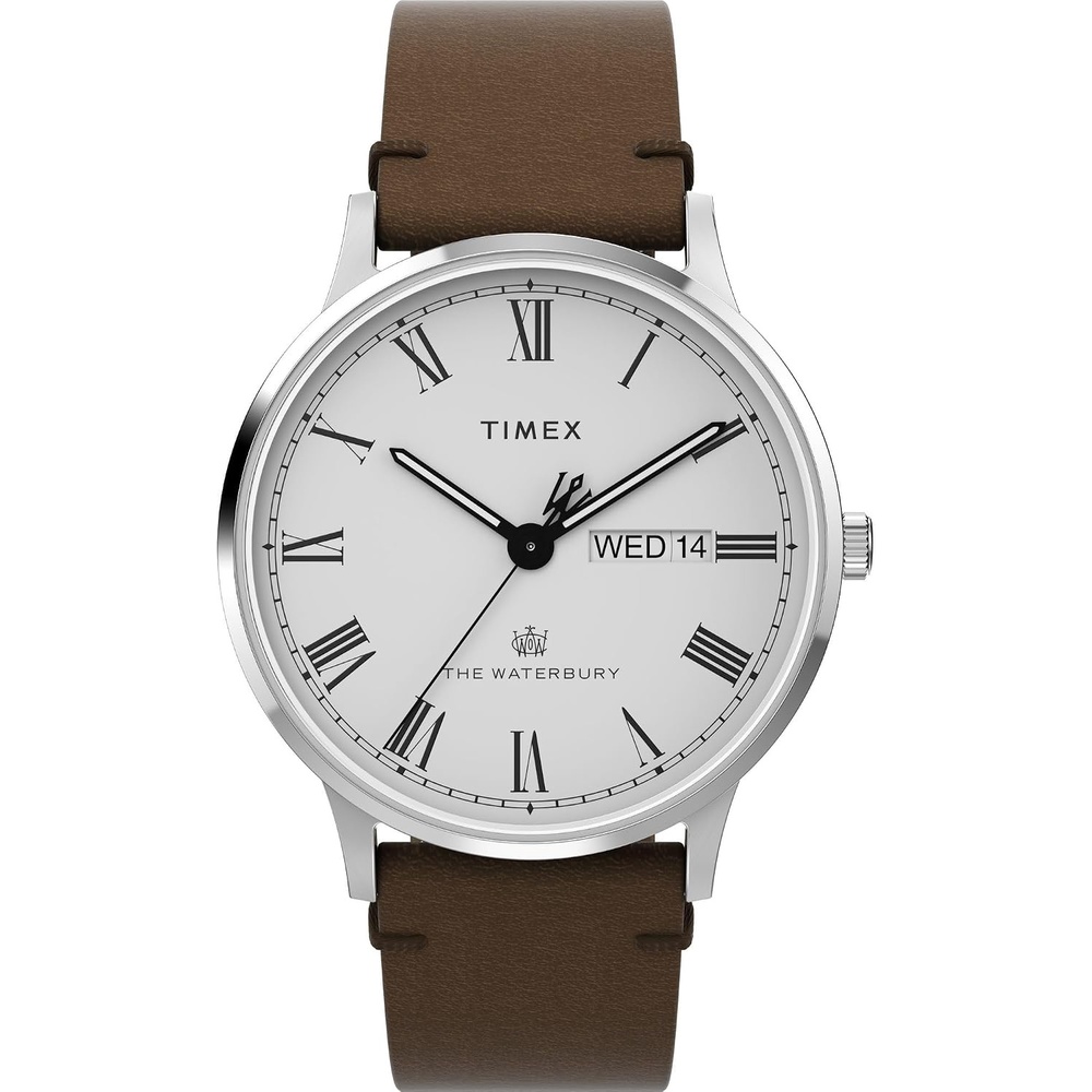 image:imageTimex Mens Waterbury Classic 40mm WatchBrownStainless SteelWhite