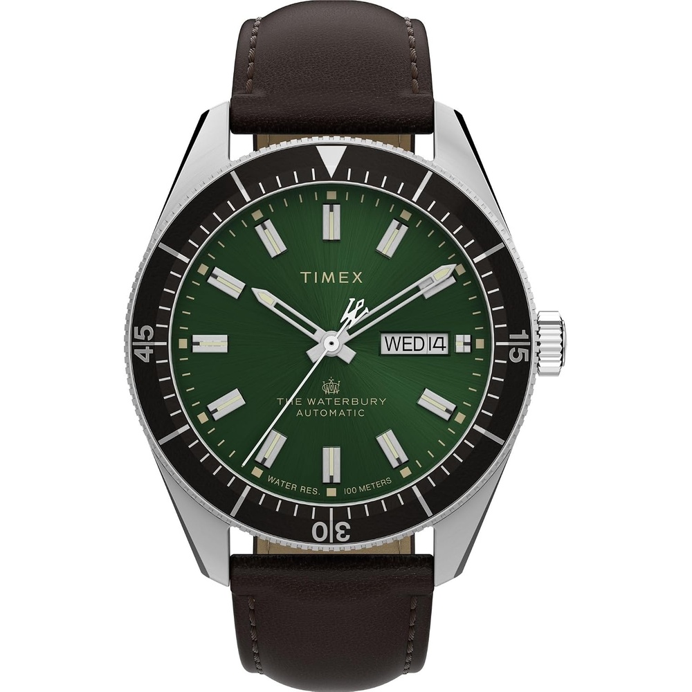 image:imageTimex Mens Waterbury Diver 40mm WatchBrownStainless SteelGreen