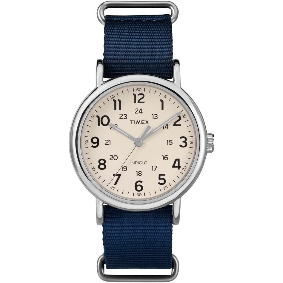image:imageTimex Mens Weekender 40mm WatchBlueCreamSilverTone