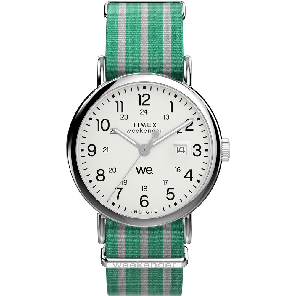 image:imageTimex Mens Weekender 40mm WatchGreenSilverToneWhite