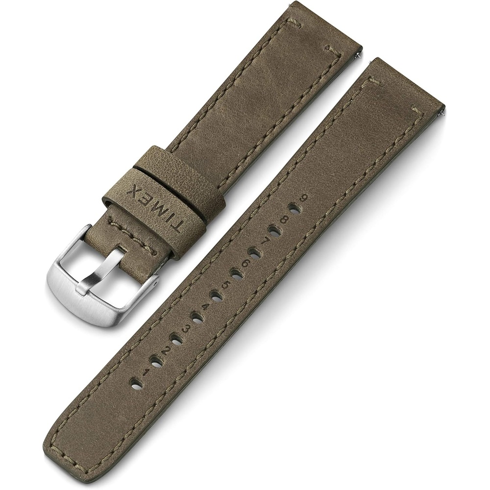 image:imageTimex Metropolitan 20mm QuickRelease Leather StrapGreenSilverTone