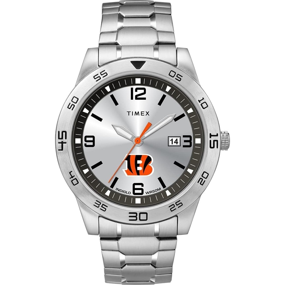 image:imageTimex Tribute Mens Citation 42mm Quartz Watch with Stainless Steel StrapCincinnati Bengals