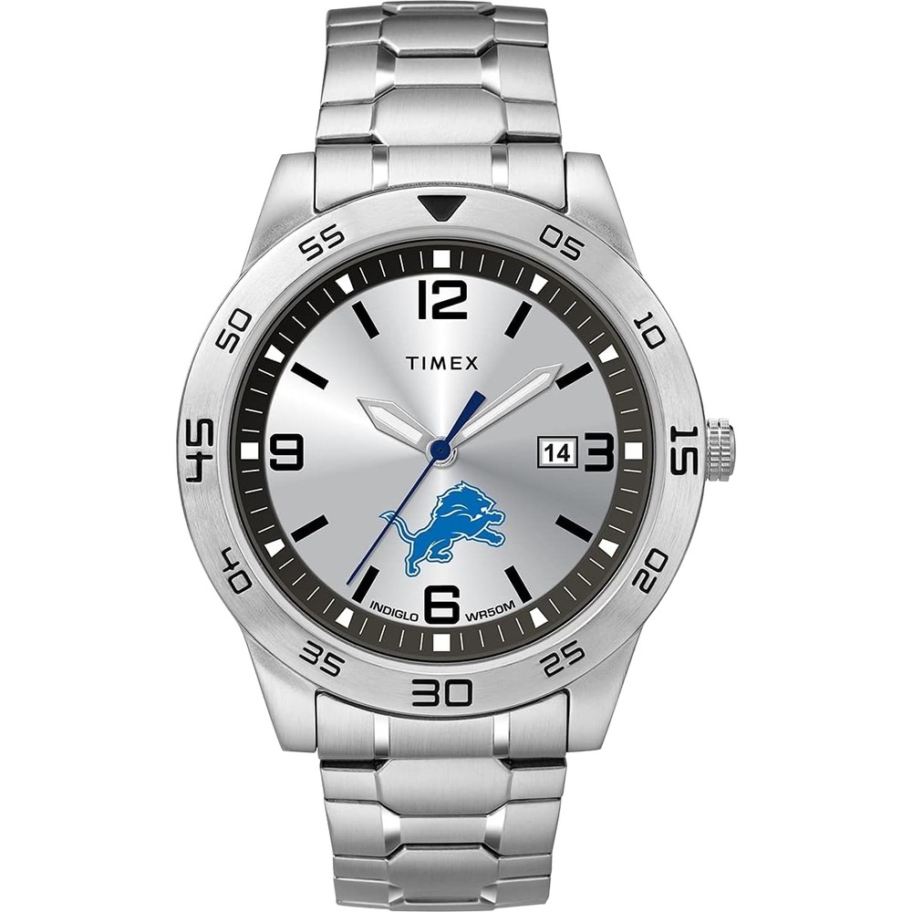 image:imageTimex Tribute Mens Citation 42mm Quartz Watch with Stainless Steel StrapDetroit Lions