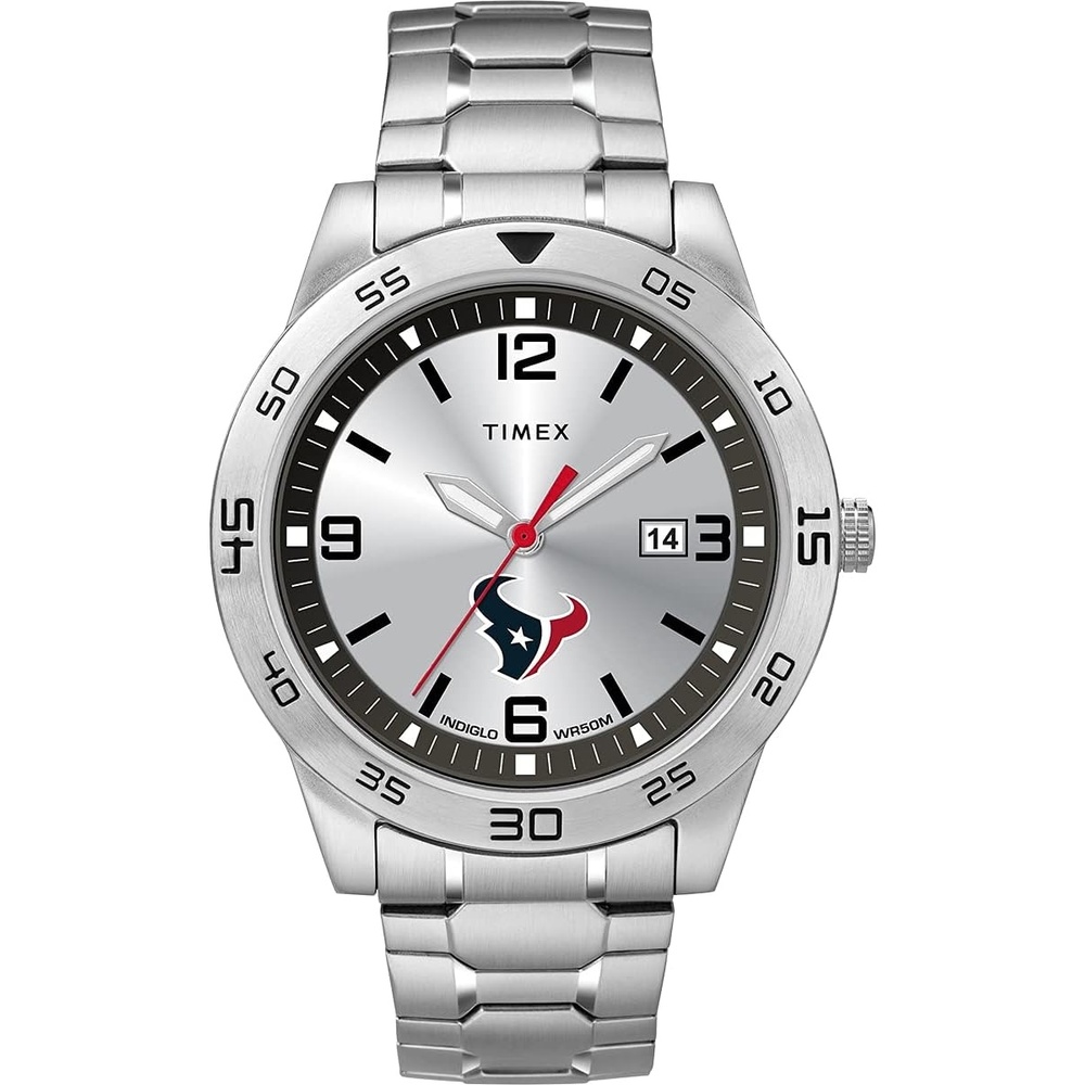 image:imageTimex Tribute Mens Citation 42mm Quartz Watch with Stainless Steel StrapHouston Texans