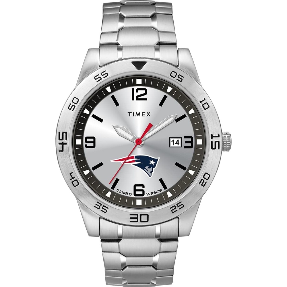 image:imageTimex Tribute Mens Citation 42mm Quartz Watch with Stainless Steel StrapNew England Patriots