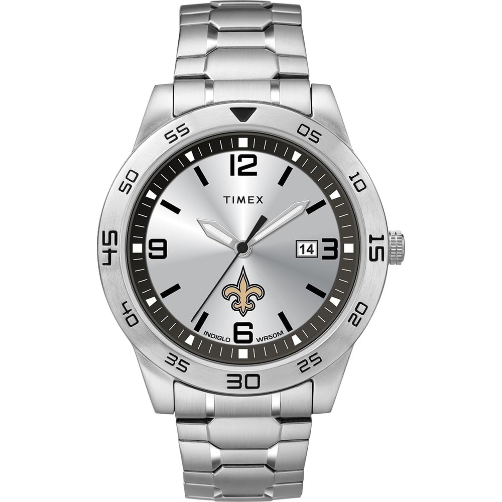 image:imageTimex Tribute Mens Citation 42mm Quartz Watch with Stainless Steel StrapNew Orleans Saints