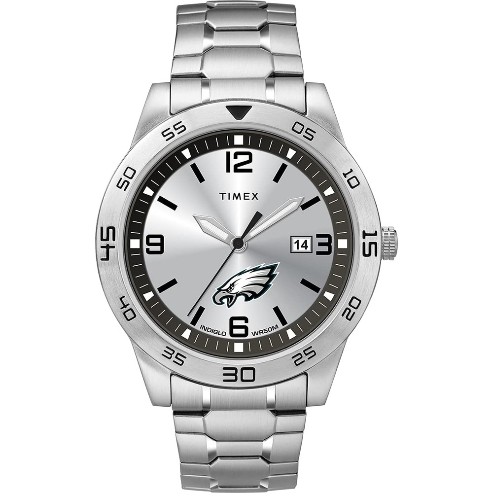 image:imageTimex Tribute Mens Citation 42mm Quartz Watch with Stainless Steel StrapPhiladelphia Eagles