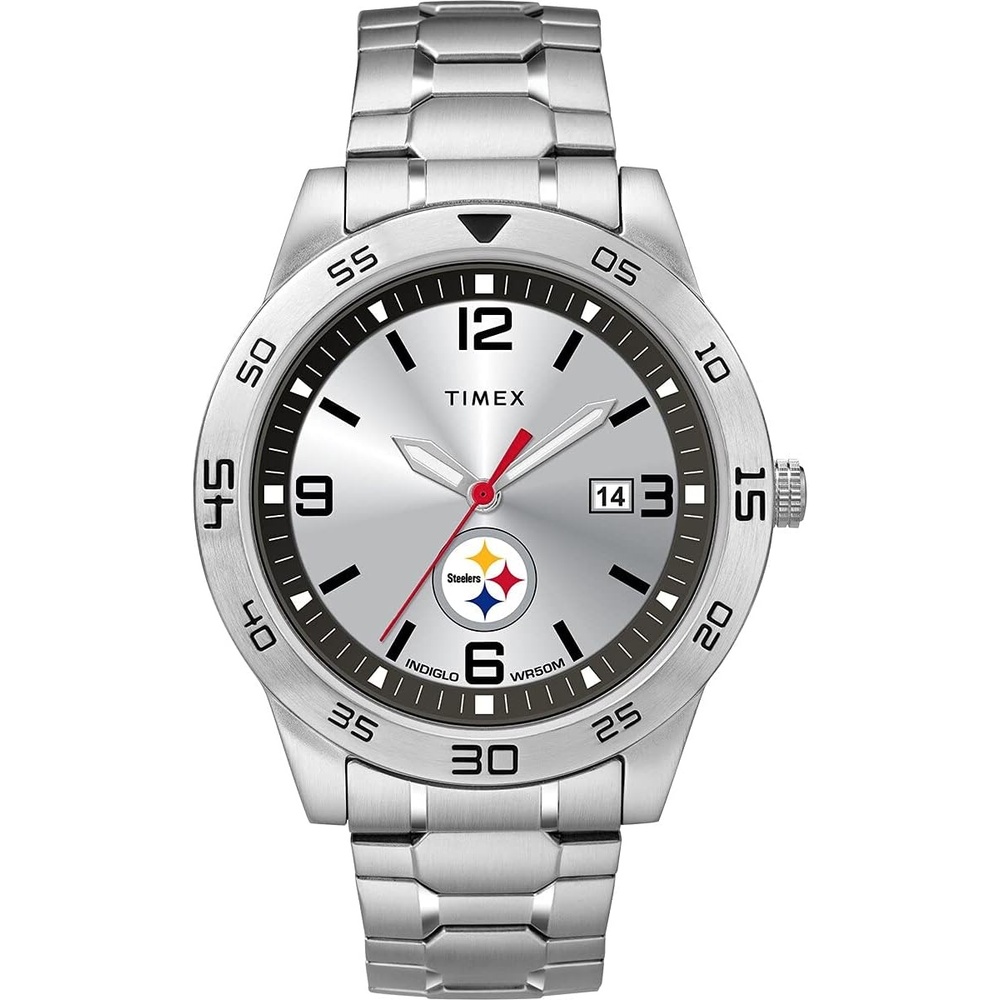 image:imageTimex Tribute Mens Citation 42mm Quartz Watch with Stainless Steel StrapPittsburgh Steelers