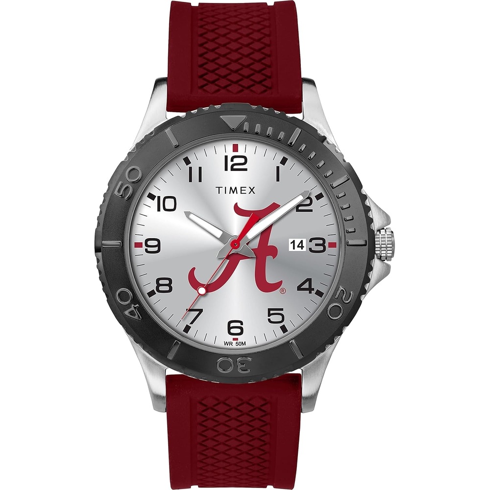 image:imageTimex Tribute Mens Collegiate Gamer 42mm Watch  Alabama Crimson Tide with Crimson Silicone Strap