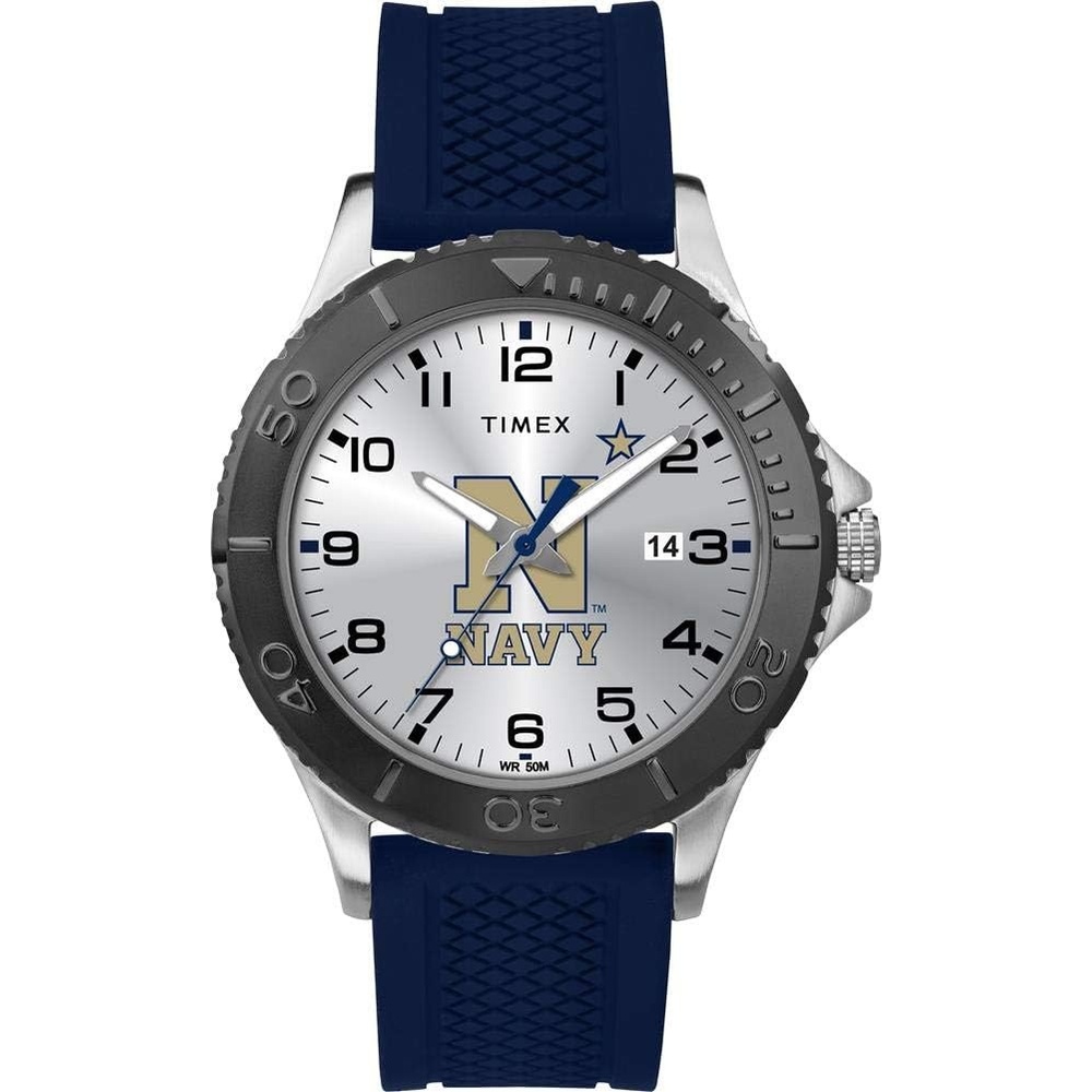 image:imageTimex Tribute Mens Collegiate Gamer 42mm Watch  Navy Midshipmen with Navy Silicone Strap