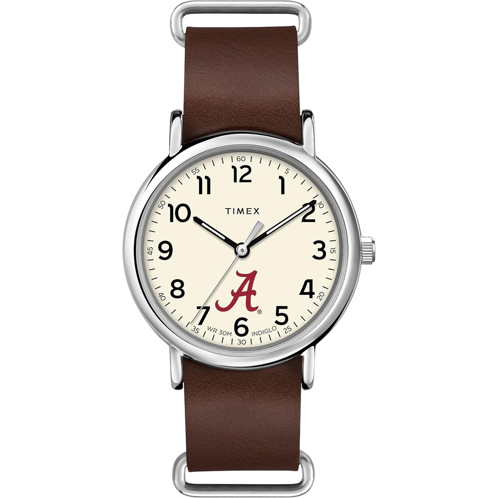 image:imageTimex Tribute Mens Collegiate Weekender 40mm Quartz Leather StrapAlabama Crimson Tide