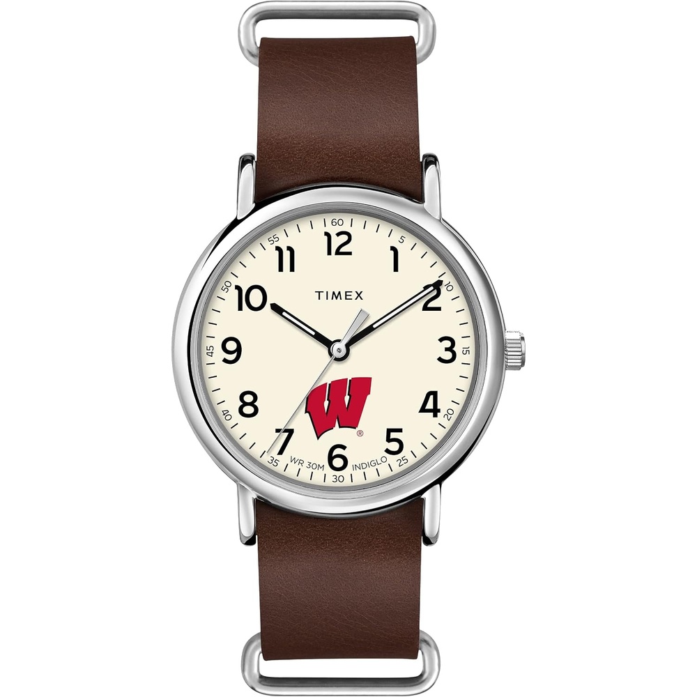image:imageTimex Tribute Mens Collegiate Weekender 40mm Quartz Leather StrapWisconsin Badgers
