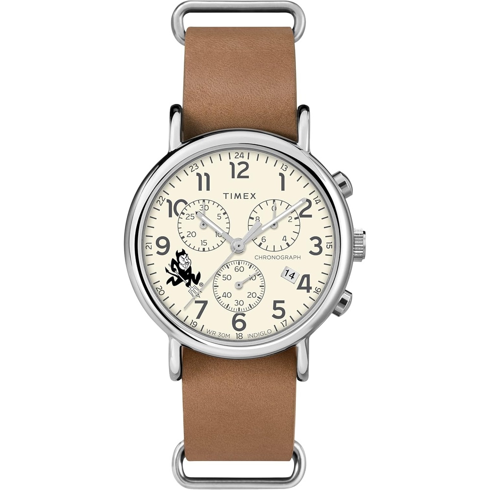 image:imageTimex Tribute Mens Collegiate Weekender Chrono 40mm Quartz Leather StrapArizona State Sun Devils