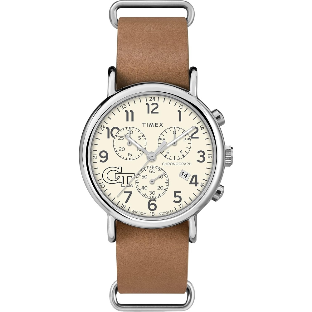 image:imageTimex Tribute Mens Collegiate Weekender Chrono 40mm Quartz Leather StrapGeorgia Tech Yellow Jackets