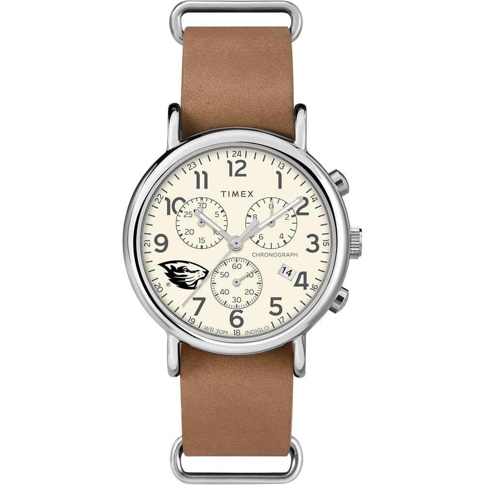 image:imageTimex Tribute Mens Collegiate Weekender Chrono 40mm Quartz Leather StrapOregon State Beavers