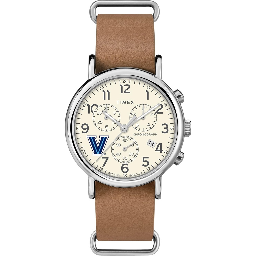 image:imageTimex Tribute Mens Collegiate Weekender Chrono 40mm Quartz Leather StrapVillanova Wildcats