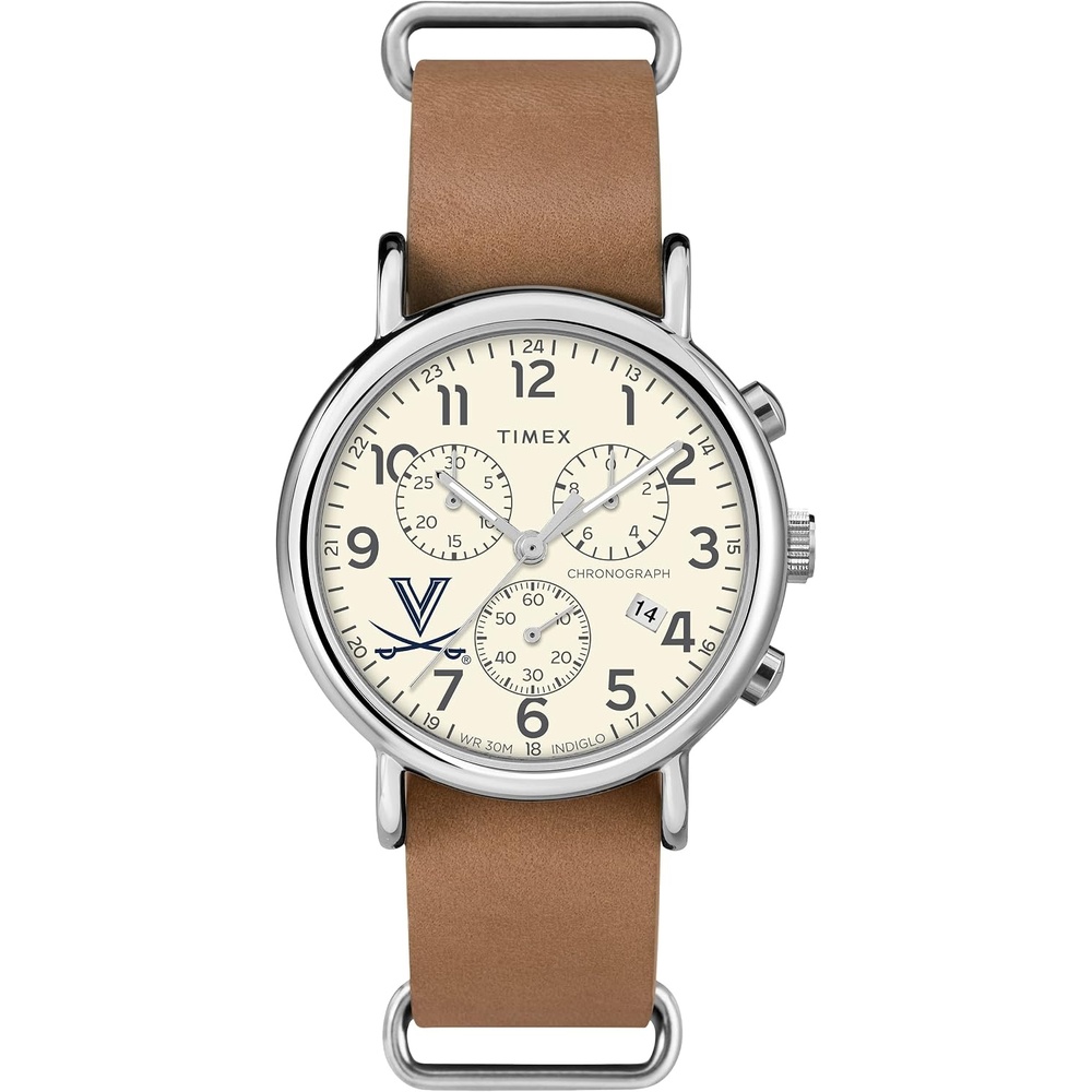 image:imageTimex Tribute Mens Collegiate Weekender Chrono 40mm Quartz Leather StrapVirginia Cavaliers
