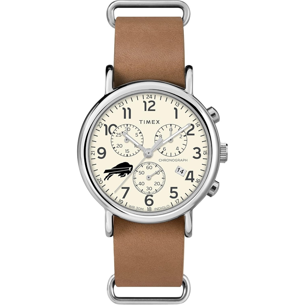 image:imageTimex Tribute Mens NFL Weekender Chrono 40mm Quartz Leather StrapBuffalo Bills