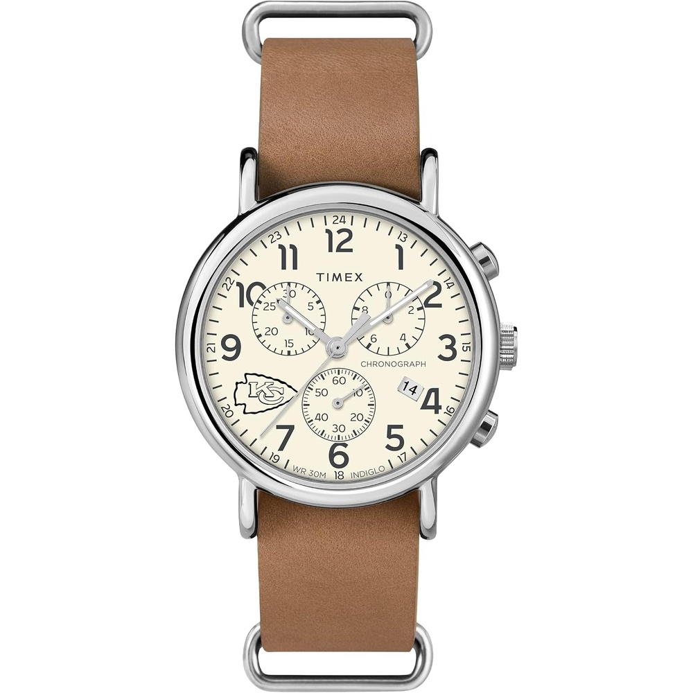 image:imageTimex Tribute Mens NFL Weekender Chrono 40mm Quartz Leather StrapKansas City Chiefs