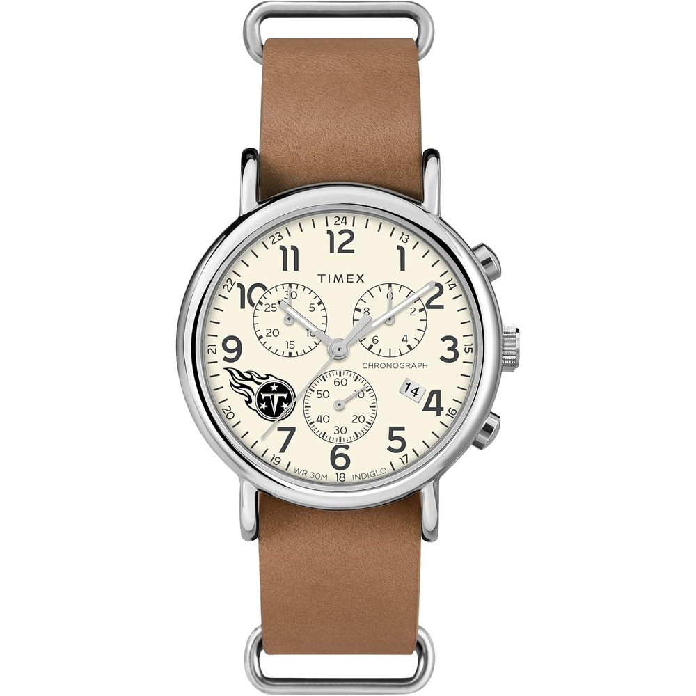 image:imageTimex Tribute Mens NFL Weekender Chrono 40mm Quartz Leather StrapTennessee Titans