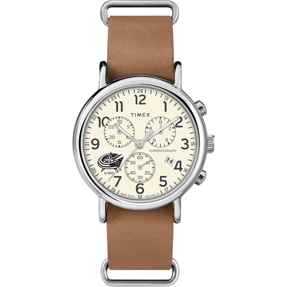 image:imageTimex Tribute Mens NHL Weekender Chrono 40mm Quartz Leather StrapColumbus Blue Jackets