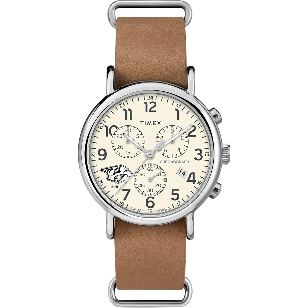 image:imageTimex Tribute Mens NHL Weekender Chrono 40mm Quartz Leather StrapNashville Predators
