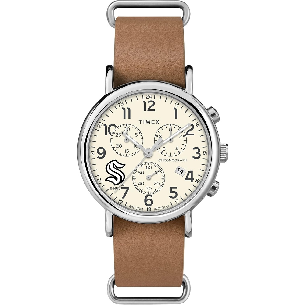 image:imageTimex Tribute Mens NHL Weekender Chrono 40mm Quartz Leather StrapSeattle Kraken