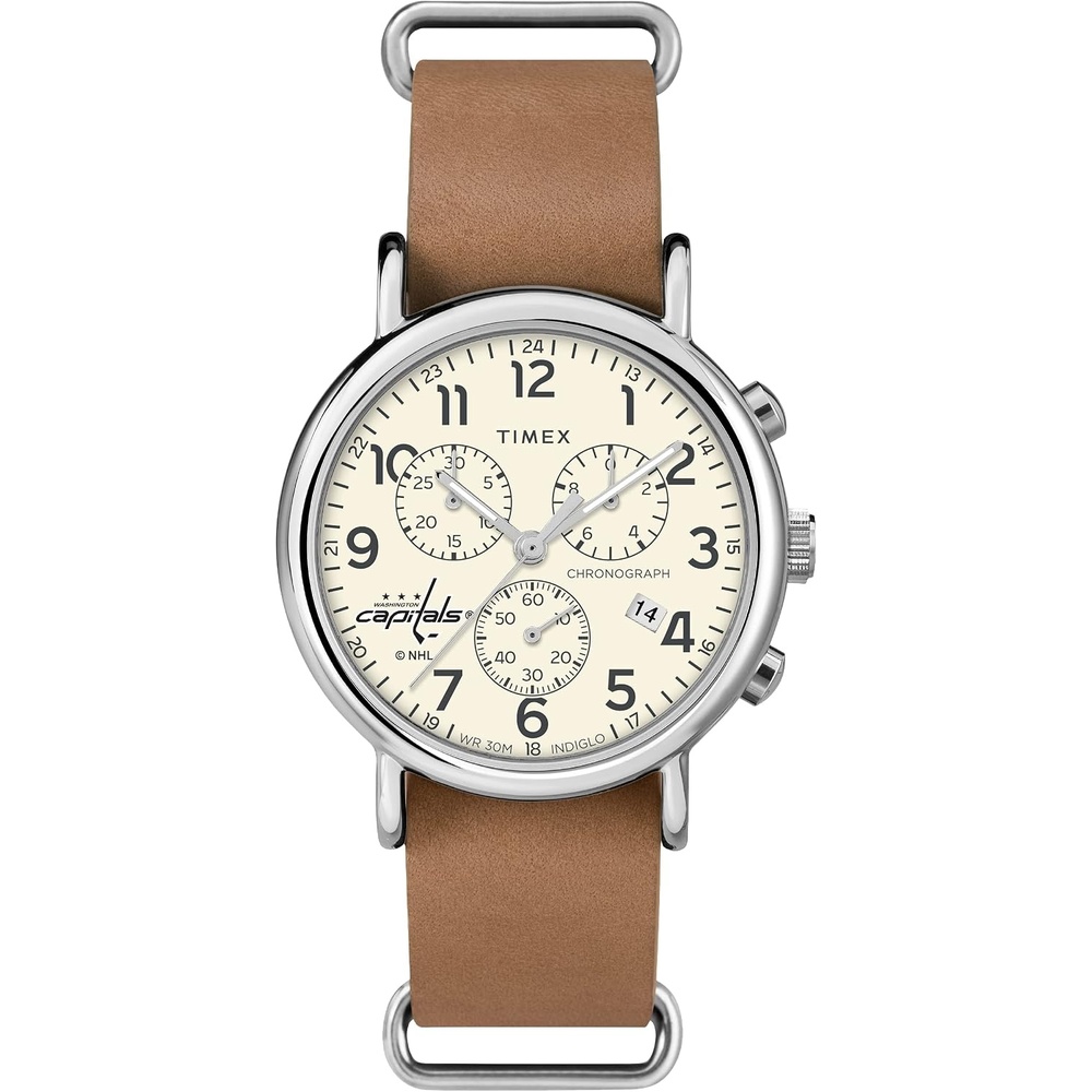 image:imageTimex Tribute Mens NHL Weekender Chrono 40mm Quartz Leather StrapWashington Capitals
