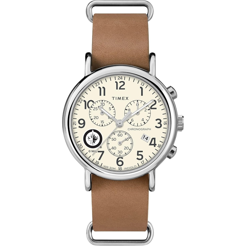 image:imageTimex Tribute Mens NHL Weekender Chrono 40mm Quartz Leather StrapWinnipeg Jets