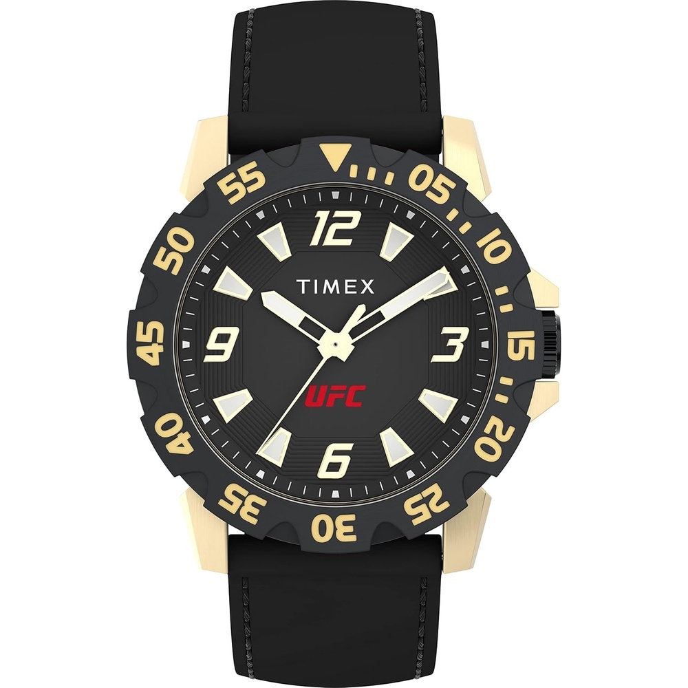image:imageTimex UFC Mens Champ 42mm Watch Black Strap Black Dial GoldTone Case