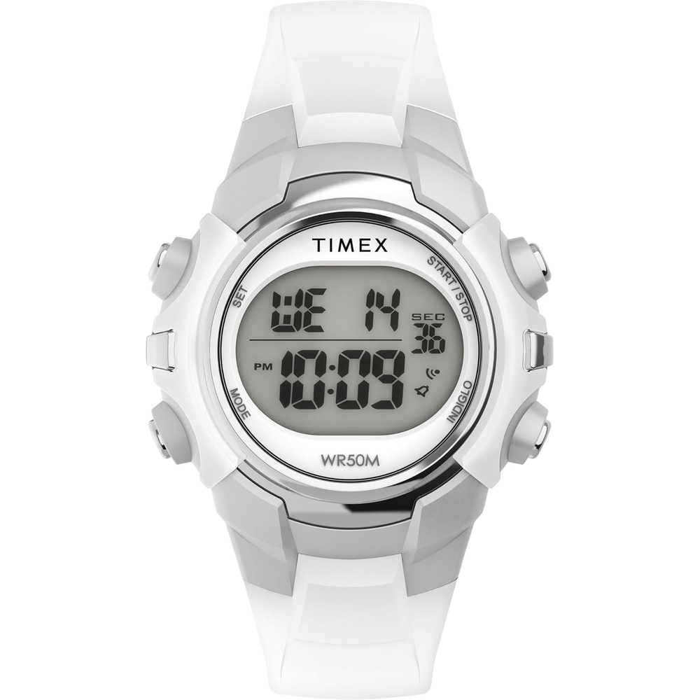 image:imageTimex Unisex Digital 33mm WatchWhiteSilverToneDigital