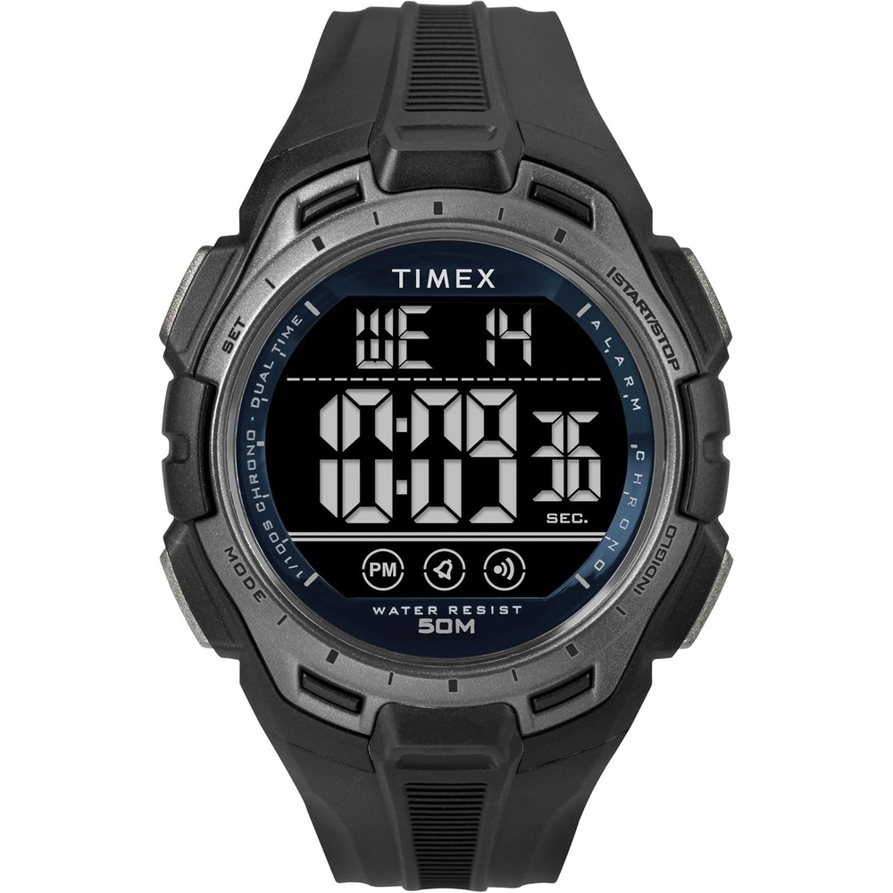 image:imageTimex Unisex Digital 43mm WatchBlackBlackDigitalBlue
