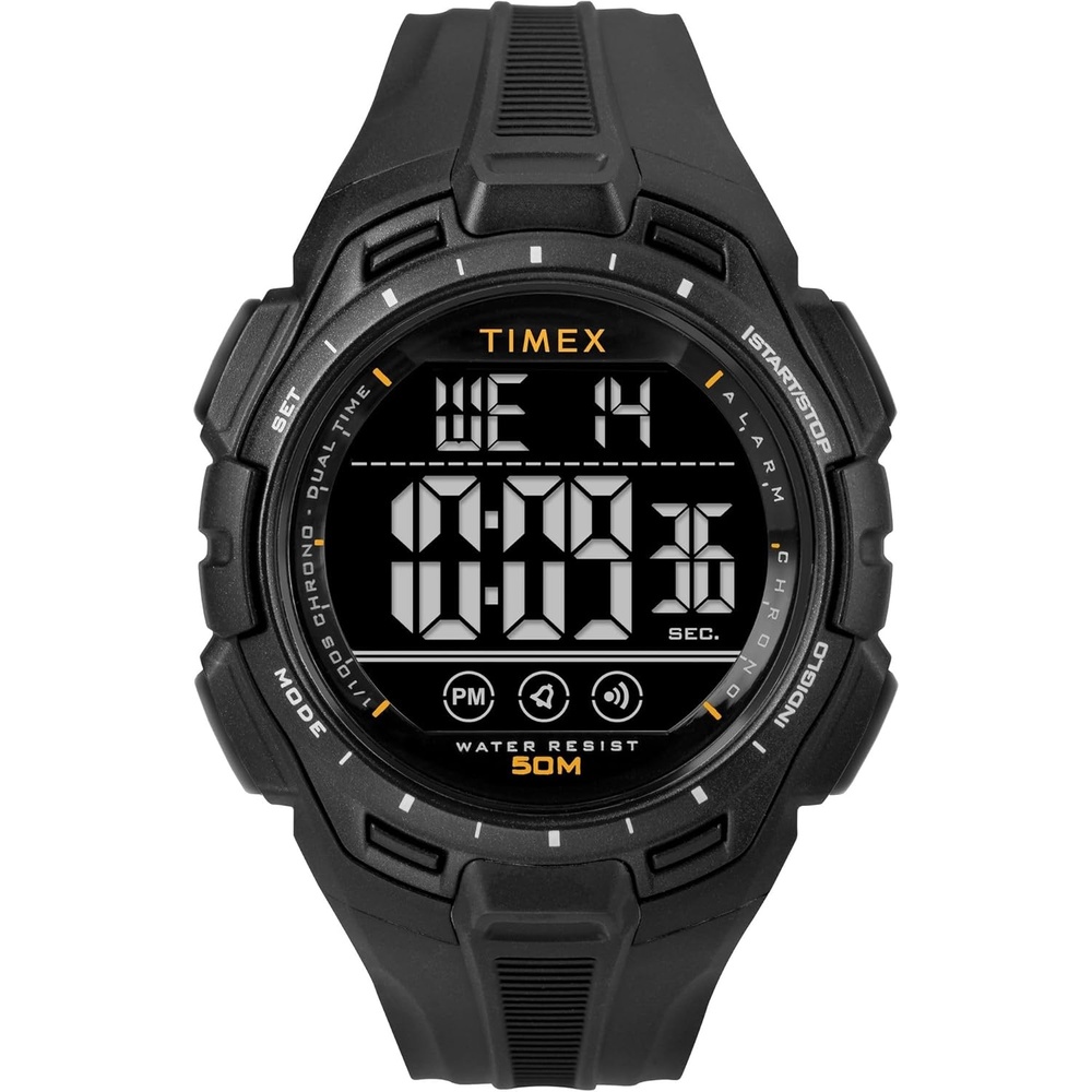 image:imageTimex Unisex Digital 43mm WatchBlackBlackDigitalOrange