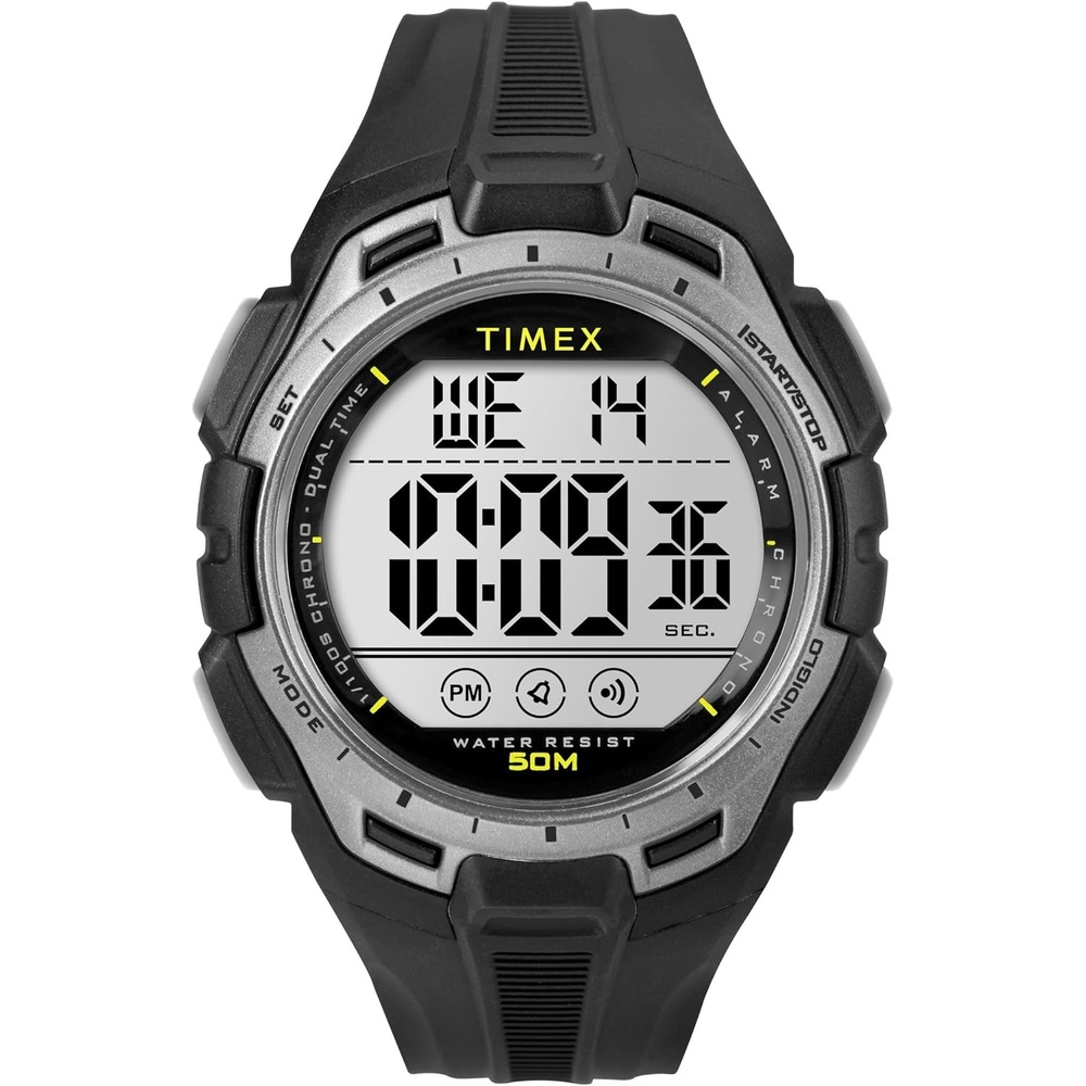 image:imageTimex Unisex Digital 43mm WatchBlackBlackDigitalSilver Top Ring
