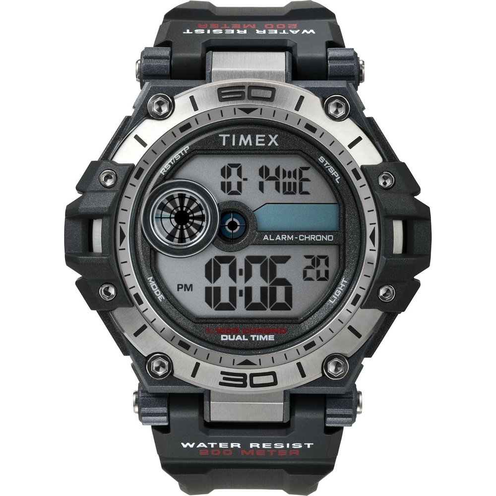 image:imageTimex Unisex Digital 52mm WatchBlackBlackDigitalSilver Top Ring