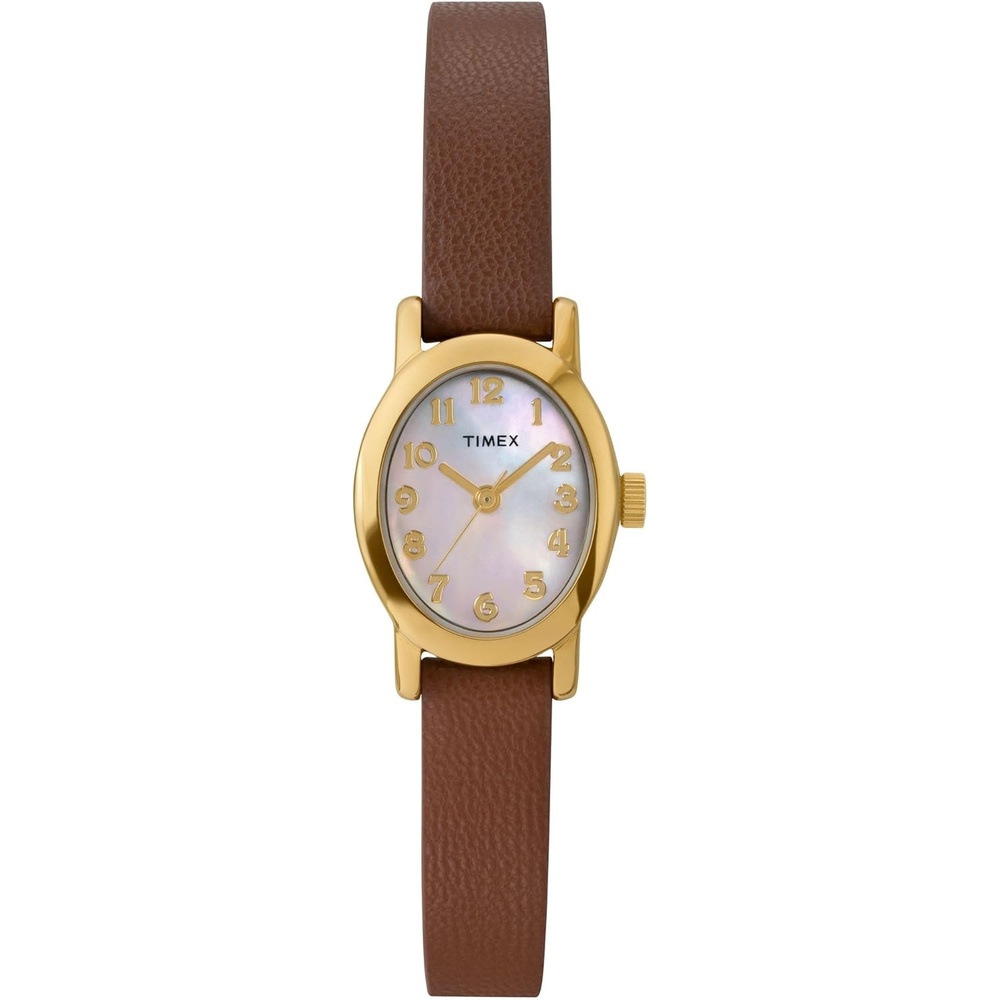 image:imageTimex Womens Cavatina Watch  TPearl Dial GoldTone CaseBrown
