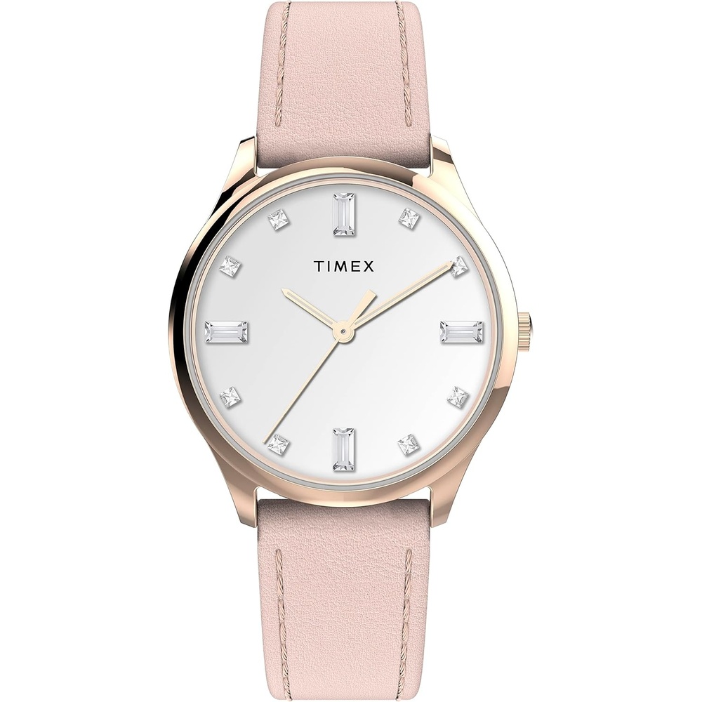 image:imageTimex Womens Easy Reader WatchPinkRose GoldToneWhiteDiamonds32MM
