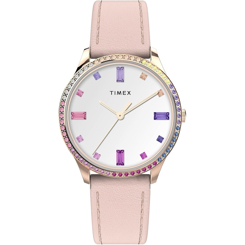 image:imageTimex Womens Easy Reader WatchPinkRose GoldToneWhiteRainbow32MM