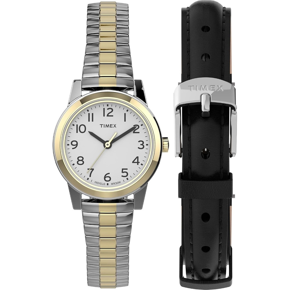 image:imageTimex Womens Essex Ave 25mm WatchBlackTwoToneWhite Set