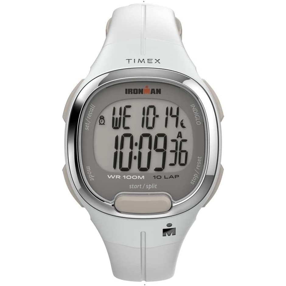 image:imageTimex Womens Ironman Triathlon Transit 33mm Resin Strap WatchWhiteChrometone