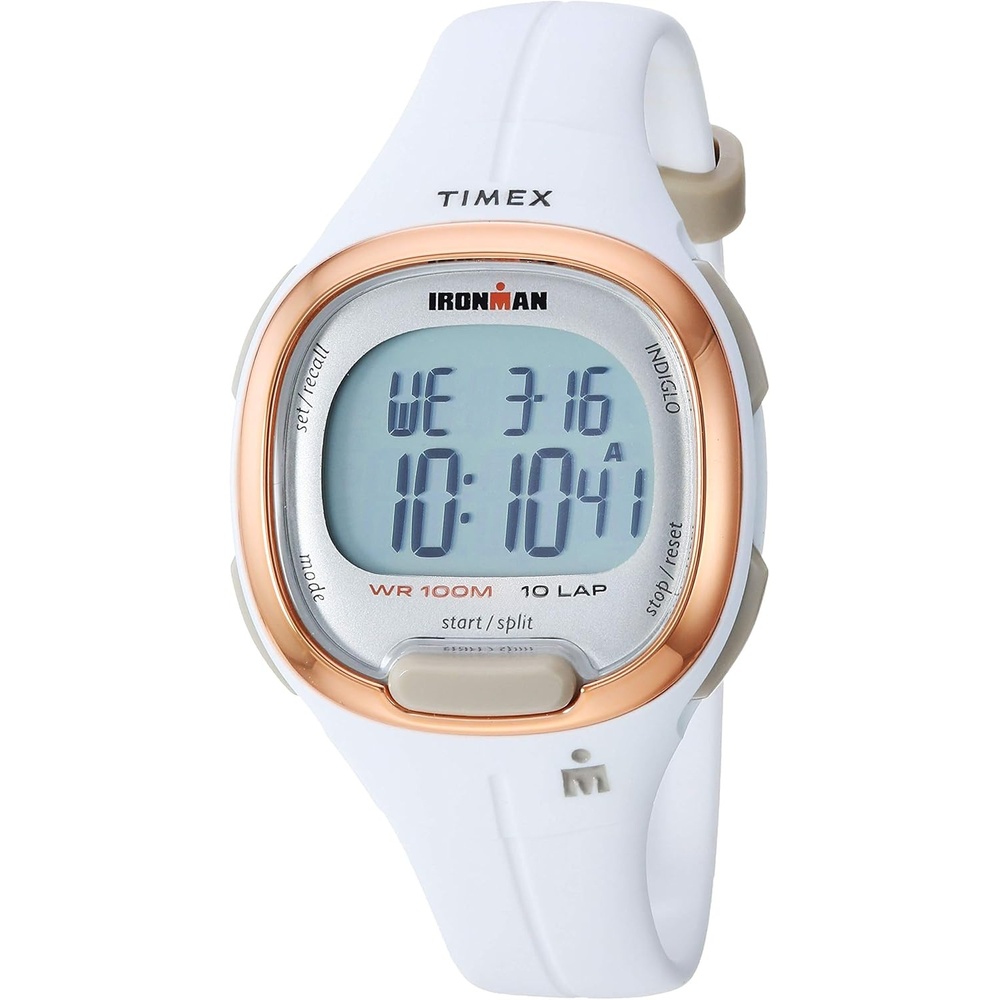 image:imageTimex Womens Ironman Triathlon Transit 33mm Resin Strap WatchWhiteRose GoldTone