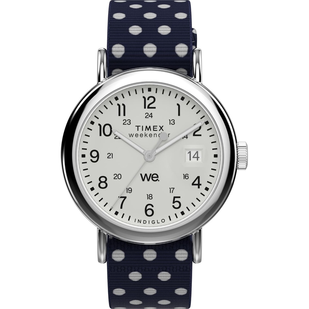 image:imageTimex Womens Weekender 40mm Watch Blue Strap White Dial SilverTone Case