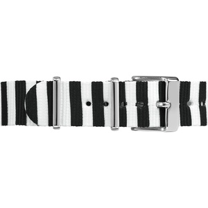 Timex 18mm Double-Layered Nylon Slip-Thru Strap(Black/White Stripe)